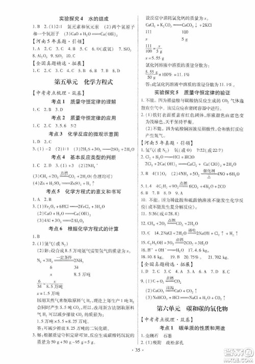 2020河南省初中毕业生学业考试复习指导+化学答案