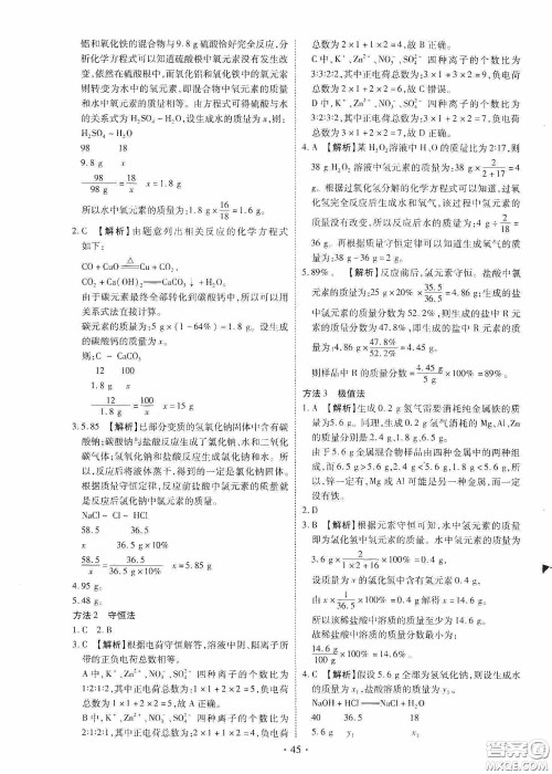 2020河南省初中毕业生学业考试复习指导+化学答案