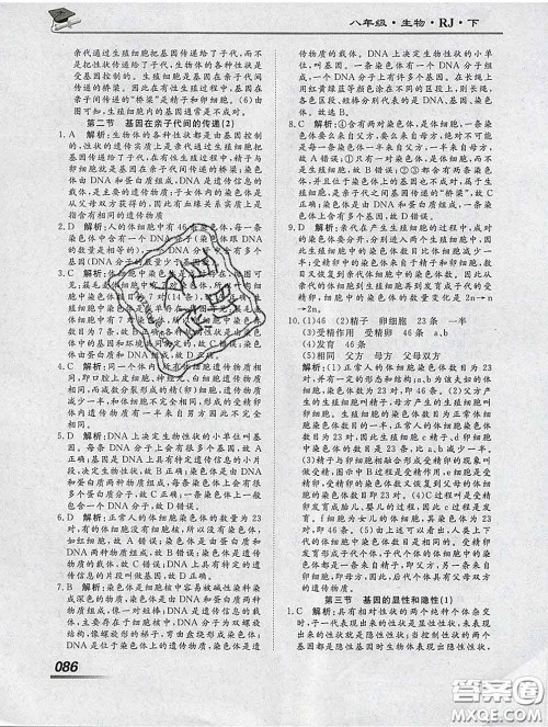 2020一川教育学考A+课堂检测10分钟八年级生物下册人教版答案 2020一川教育学考A+课堂检测10分钟八年级生物下册人教版答案