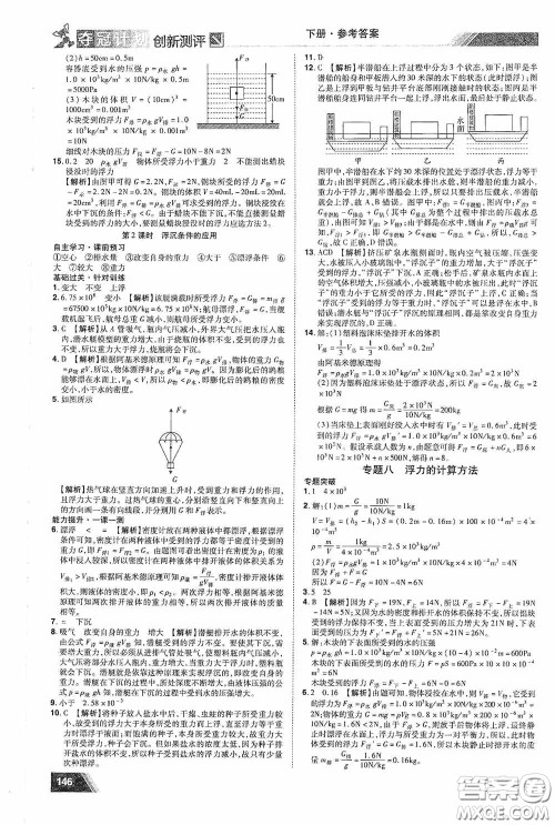 2020夺冠计划初中创新测评八年级物理下册沪粤版江西专版答案