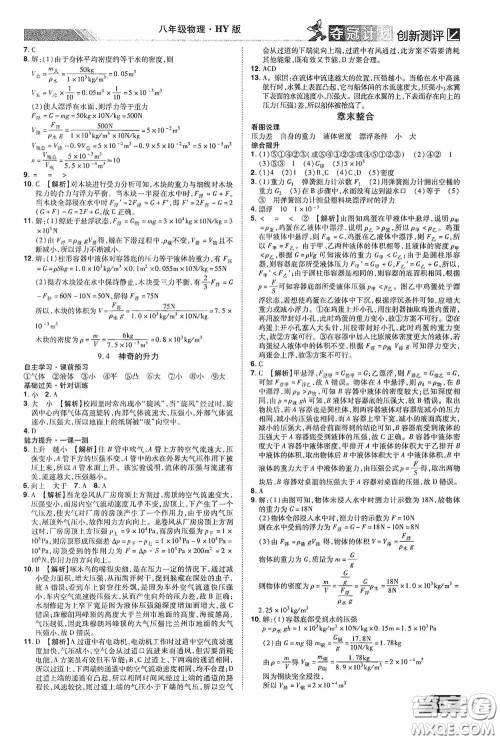 2020夺冠计划初中创新测评八年级物理下册沪粤版江西专版答案