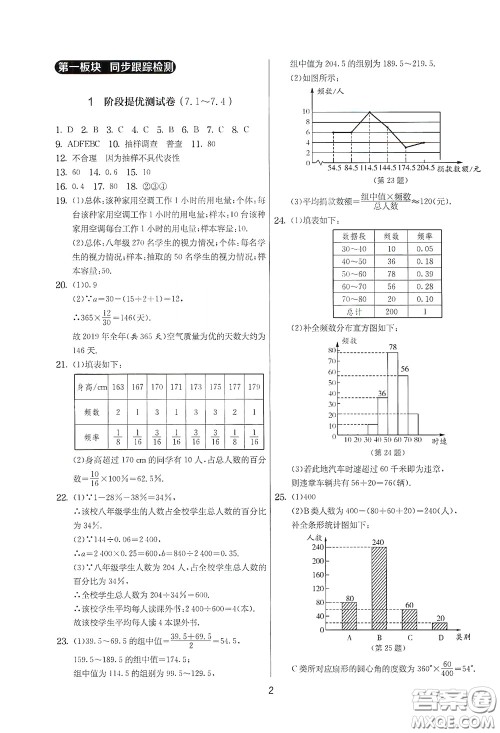 吉林教育出版社2020实验班提优大考卷数学八年级下册苏科版答案