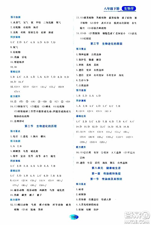 黑龙江教育出版社2020年资源与评价生物学八年级下册人教版参考答案 黑龙江教育出版社2020年资源与评价生物学八年级下册人教版参考答案