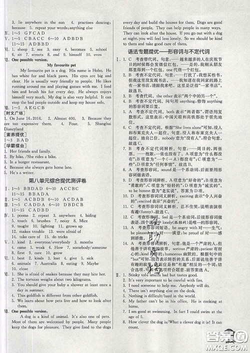 春雨教育2020春实验班提优训练七年级英语下册译林版答案