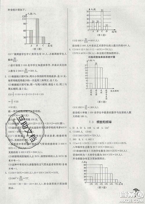 春雨教育2020春实验班提优训练八年级数学下册苏科版答案