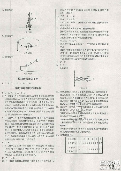 春雨教育2020春实验班提优训练八年级物理下册人教版答案