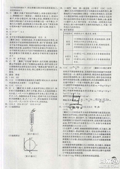 春雨教育2020春实验班提优训练八年级物理下册苏科版答案 春雨教育2020春实验班提优训练八年级物理下册苏科版答案