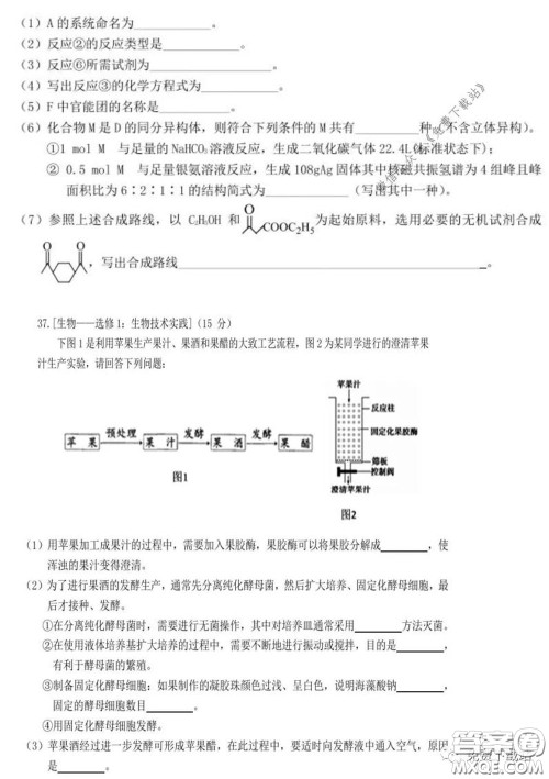 衡水中学2019-2020学年度高三年级十调考试理综试题及答案