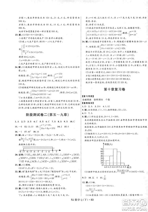 2020创新与探究测试卷七年级数学下册人教版答案