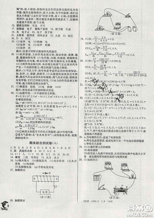 春雨教育2020春实验班提优训练九年级物理下册沪教版答案