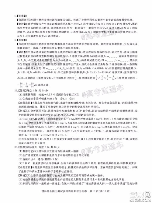 华大新高考联盟2020届高三4月教学质量测评理科综合试题及答案 华大新高考联盟2020届高三4月教学质量测评理科综合试题及答案