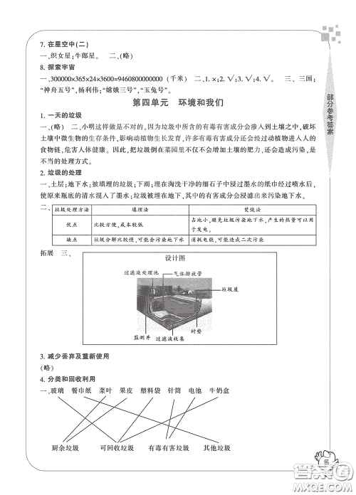 宁波出版社2020学习方法指导丛书六年级科学下册人教版答案