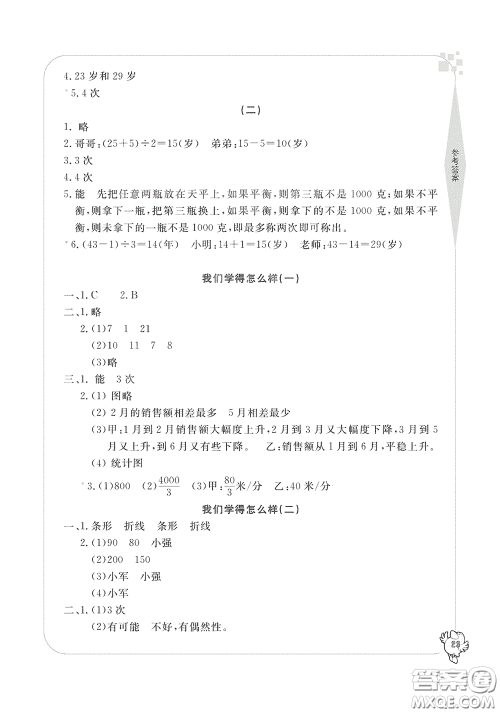 宁波出版社2020学习方法指导丛书五年级数学下册人教版答案