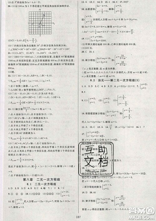 2020新版全优方案夯实与提高七年级数学下册人教版答案