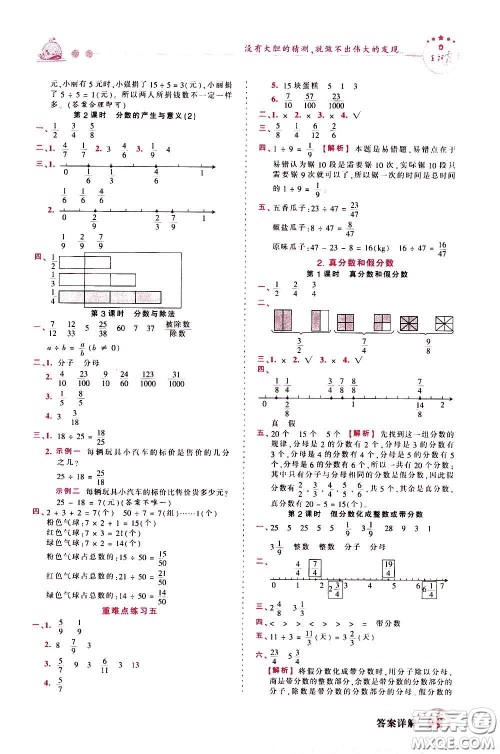 2020年王朝霞创维新课堂同步优化训练数学五年级下册RJ人教版参考答案 2020年王朝霞创维新课堂同步优化训练数学五年级下册RJ人教版参考答案