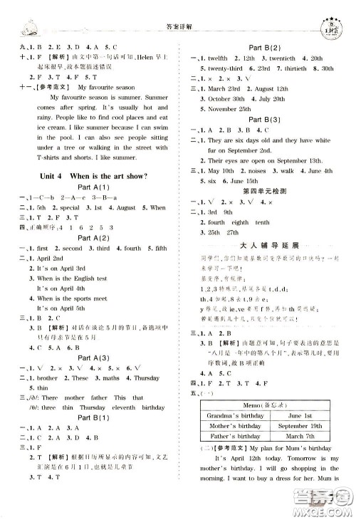 2020年王朝霞创维新课堂同步优化训练英语五年级下册PEP人教版参考答案 2020年王朝霞创维新课堂同步优化训练英语五年级下册PEP人教版参考答案