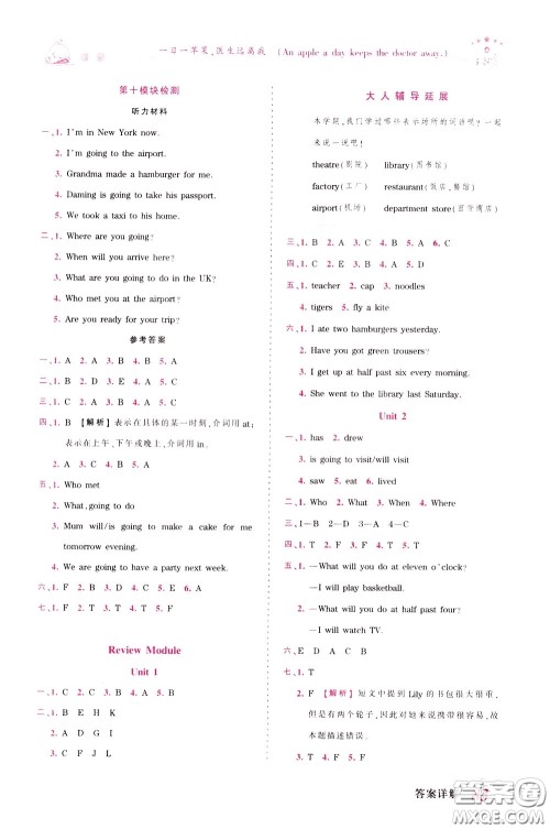 2020年王朝霞创维新课堂同步优化训练英语五年级下册WY外研版参考答案 2020年王朝霞创维新课堂同步优化训练英语五年级下册WY外研版参考答案