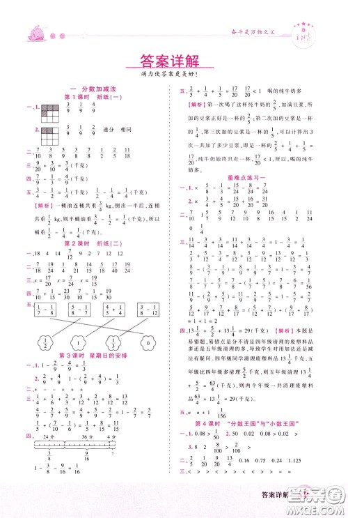 2020年王朝霞创维新课堂同步优化训练数学五年级下册BS北师版参考答案