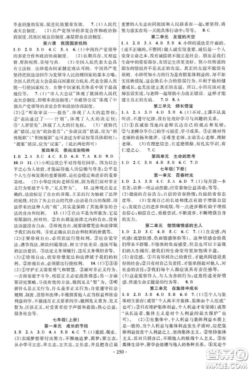 2020云南本土初中总复习掌控中考课外提升作业道德与法治答案