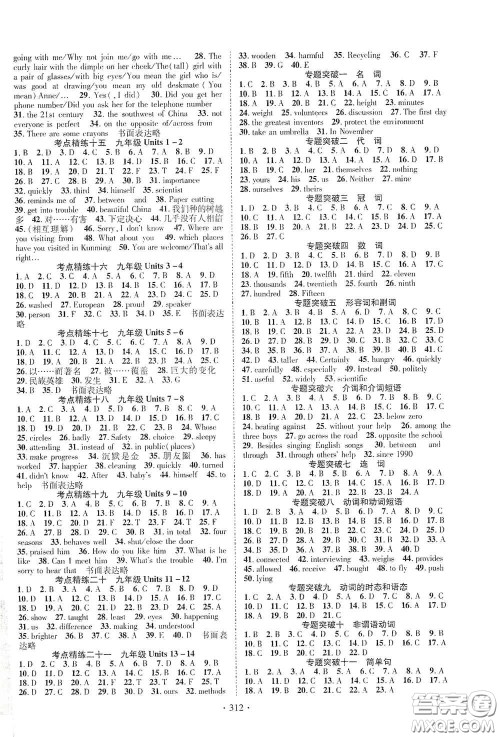 2020云南本土初中总复习掌控中考课外提升作业英语人教版答案