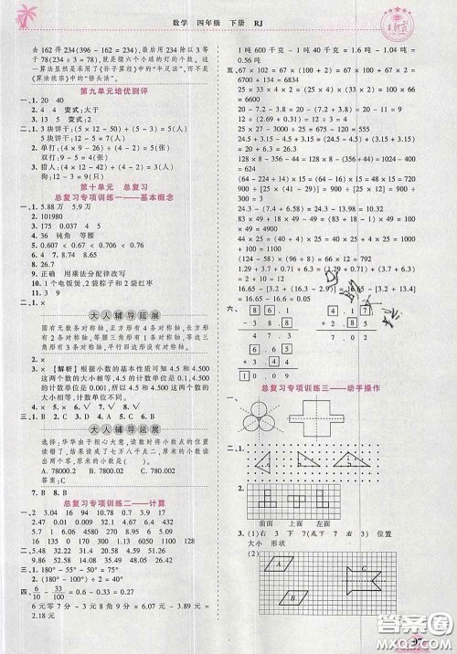 2020新版王朝霞德才兼备作业创新设计四年级数学下册人教版答案