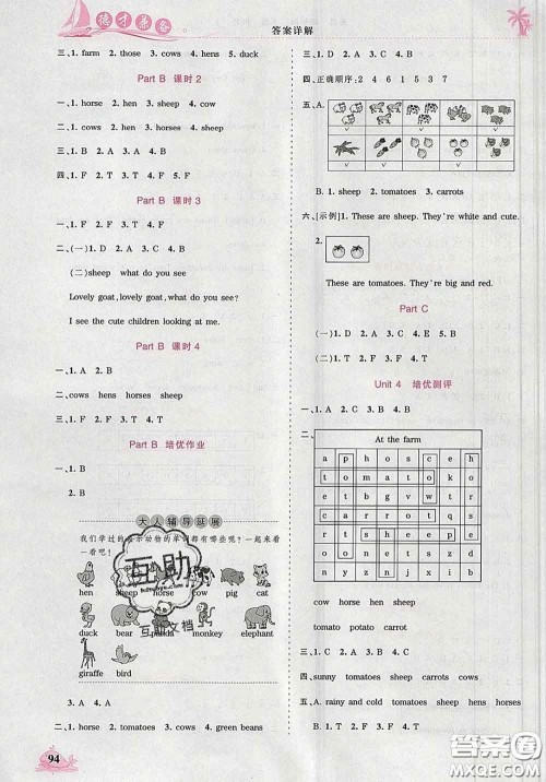 2020新版王朝霞德才兼备作业创新设计四年级英语下册人教版答案