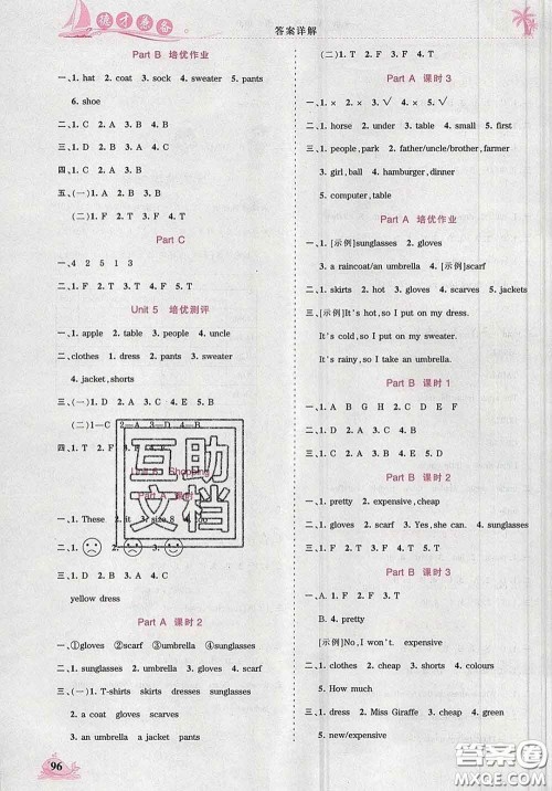 2020新版王朝霞德才兼备作业创新设计四年级英语下册人教版答案