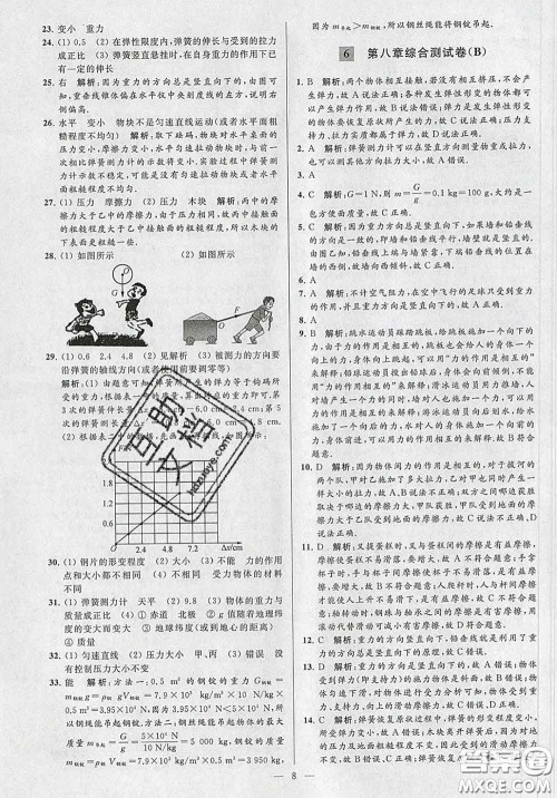 新世纪出版社2020春亮点给力大试卷八年级物理下册答案