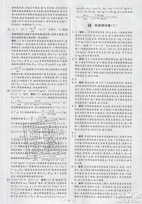 新世纪出版社2020春亮点给力大试卷八年级物理下册答案