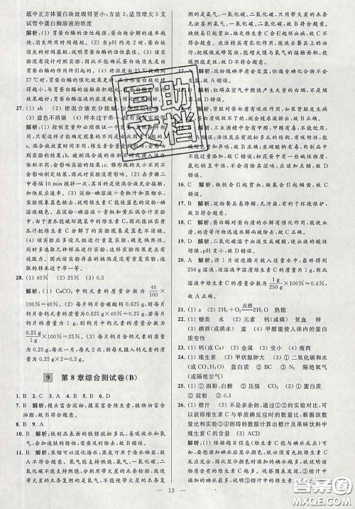 新世纪出版社2020春亮点给力大试卷九年级化学下册答案
