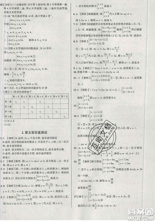 2020新版真题圈北京考生专用练考试卷七年级数学下册答案 2020新版真题圈北京考生专用练考试卷七年级数学下册答案