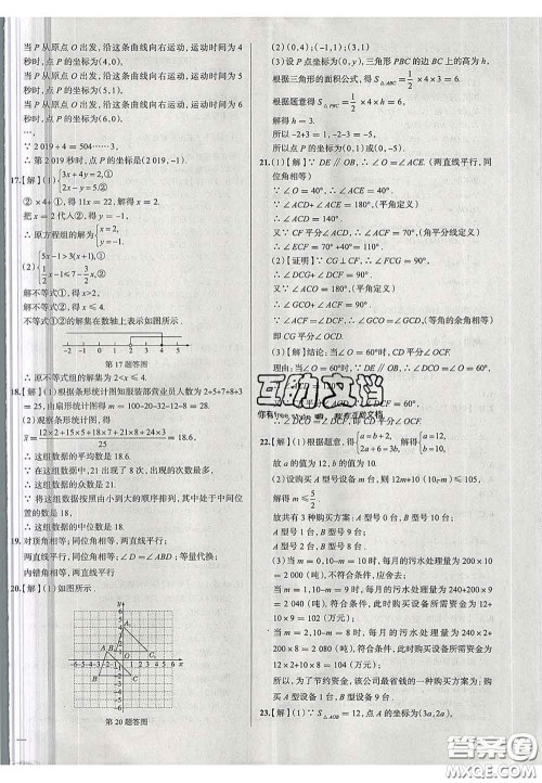 2020新版真题圈天津考生专用练考试卷七年级数学下册答案