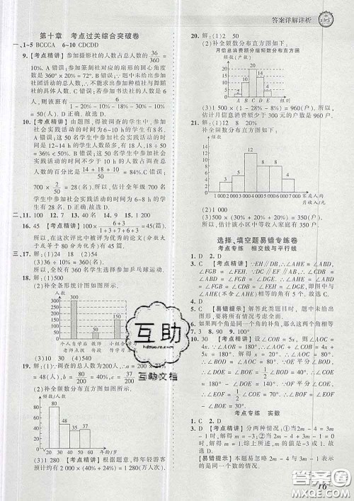 2020新版王朝霞考点梳理时习卷七年级数学下册人教版答案