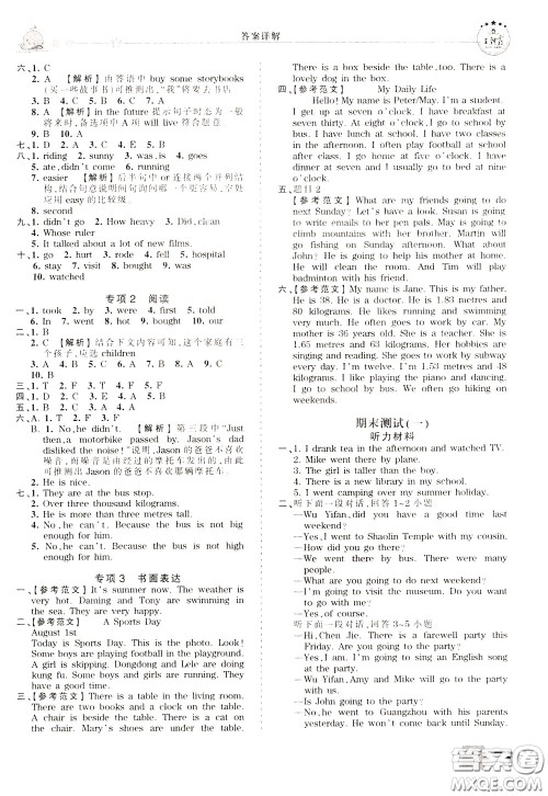 2020年王朝霞创维新课堂同步优化训练英语六年级下册PEP人教版参考答案 2020年王朝霞创维新课堂同步优化训练英语六年级下册PEP人教版参考答案