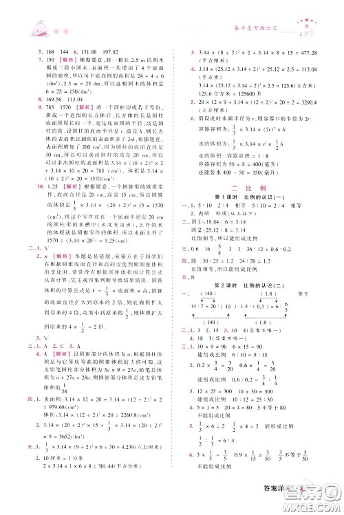 2020年王朝霞创维新课堂同步优化训练数学六年级下册BS北师版参考答案