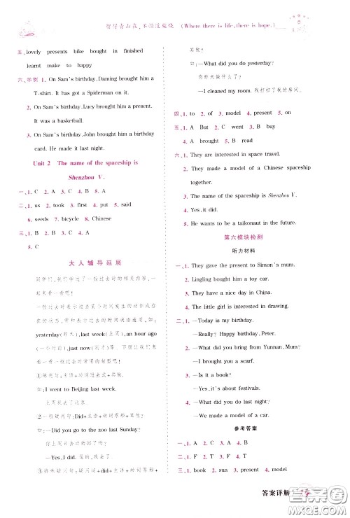 2020年王朝霞创维新课堂同步优化训练英语六年级下册WY外研版参考答案