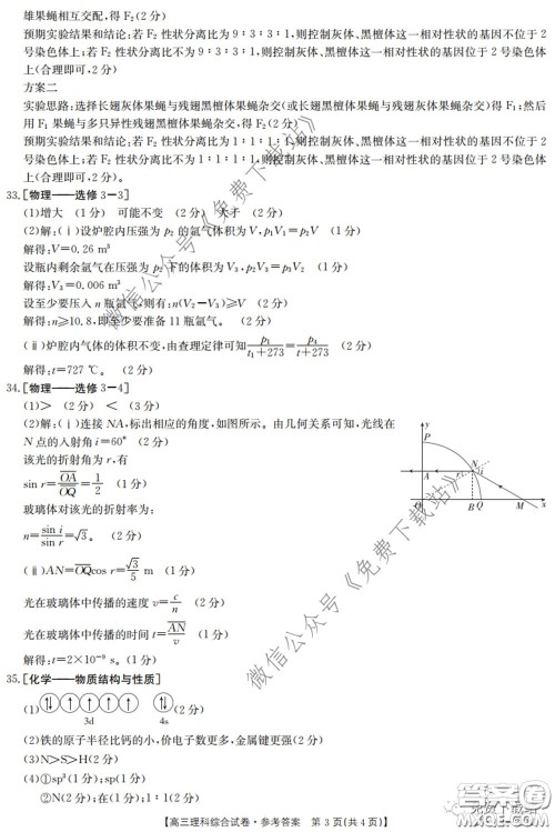 2020年湖南金太阳高三5月联考理科综合试题及答案 2020年湖南金太阳高三5月联考理科综合试题及答案