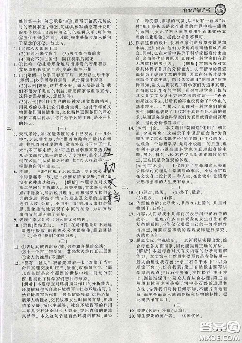 2020新版王朝霞考点梳理时习卷七年级语文下册人教版答案 2020新版王朝霞考点梳理时习卷七年级语文下册人教版答案