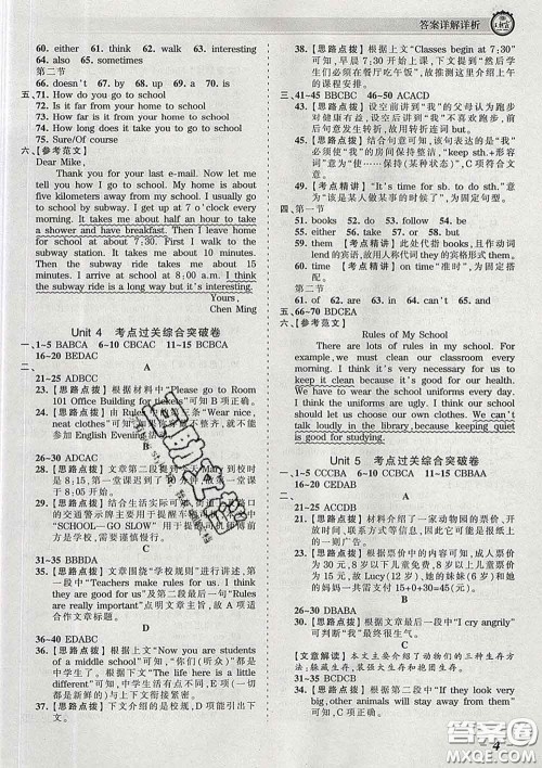 2020新版王朝霞考点梳理时习卷七年级英语下册人教版答案 2020新版王朝霞考点梳理时习卷七年级英语下册人教版答案