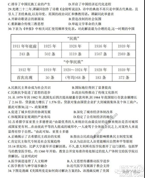 2020年黑龙江金太阳高三5月联考文科综合试题及答案 2020年黑龙江金太阳高三5月联考文科综合试题及答案