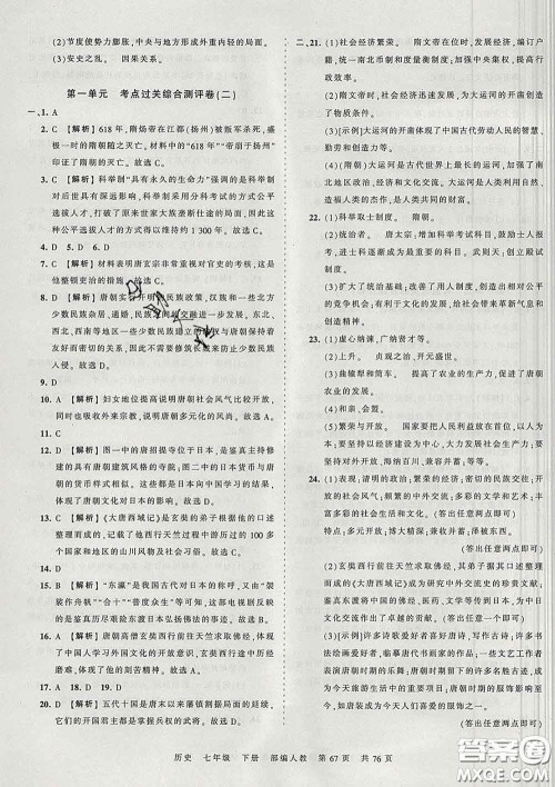 2020新版王朝霞考点梳理时习卷七年级历史下册人教版答案 2020新版王朝霞考点梳理时习卷七年级历史下册人教版答案
