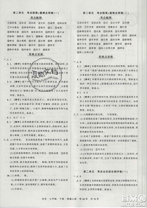 2020新版王朝霞考点梳理时习卷七年级历史下册人教版答案 2020新版王朝霞考点梳理时习卷七年级历史下册人教版答案