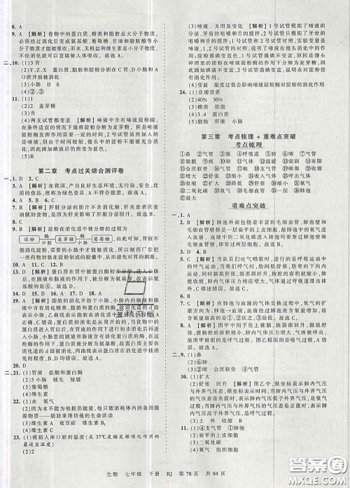 2020新版王朝霞考点梳理时习卷七年级生物下册人教版答案 2020新版王朝霞考点梳理时习卷七年级生物下册人教版答案
