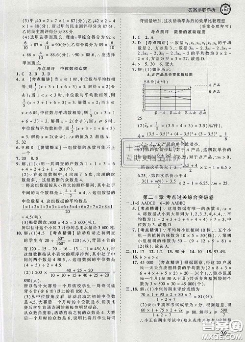 2020新版王朝霞考点梳理时习卷八年级数学下册人教版答案 2020新版王朝霞考点梳理时习卷八年级数学下册人教版答案
