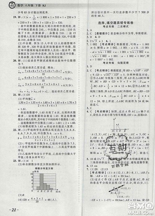 2020新版王朝霞考点梳理时习卷八年级数学下册人教版答案 2020新版王朝霞考点梳理时习卷八年级数学下册人教版答案