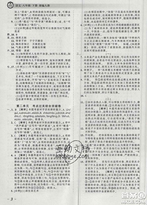 2020新版王朝霞考点梳理时习卷八年级语文下册人教版答案 2020新版王朝霞考点梳理时习卷八年级语文下册人教版答案