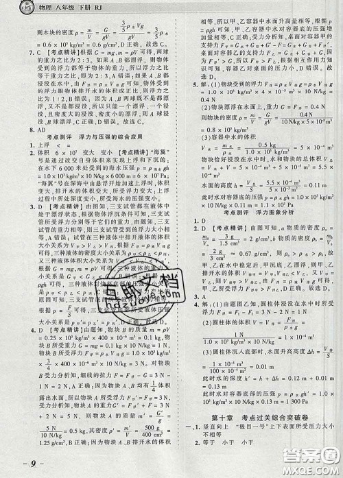 2020新版王朝霞考点梳理时习卷八年级物理下册人教版答案 2020新版王朝霞考点梳理时习卷八年级物理下册人教版答案