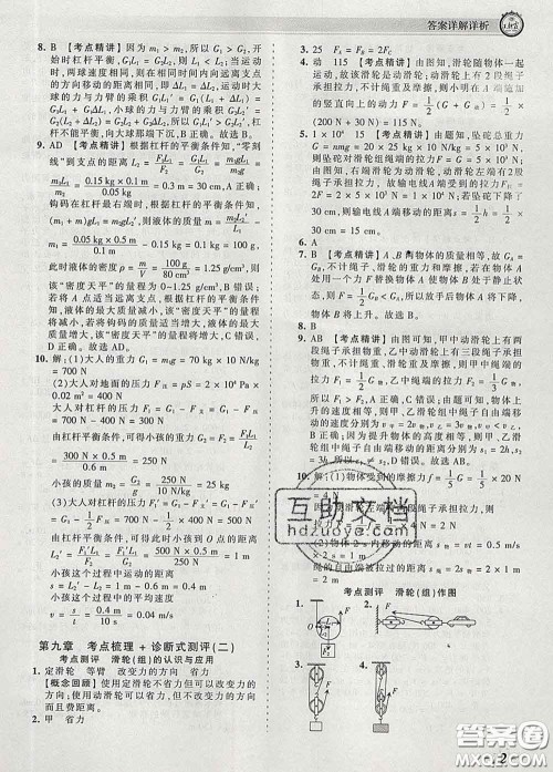 2020新版王朝霞考点梳理时习卷八年级物理下册北师版答案 2020新版王朝霞考点梳理时习卷八年级物理下册北师版答案