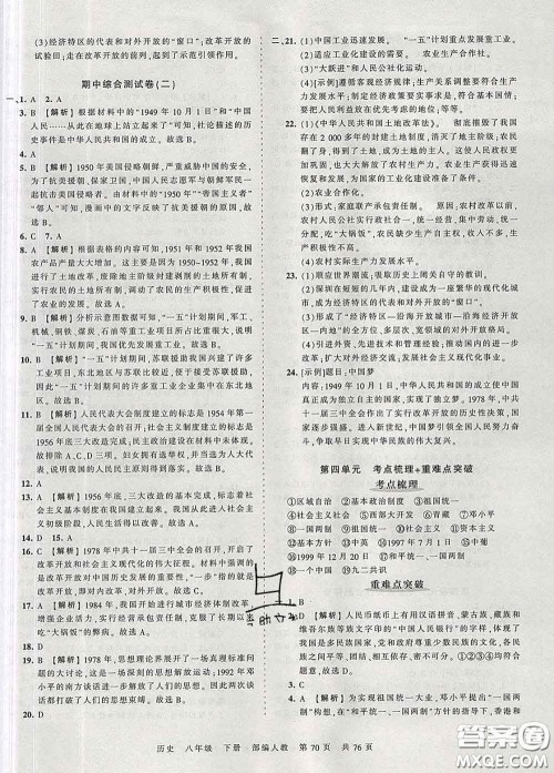 2020新版王朝霞考点梳理时习卷八年级历史下册人教版答案 2020新版王朝霞考点梳理时习卷八年级历史下册人教版答案