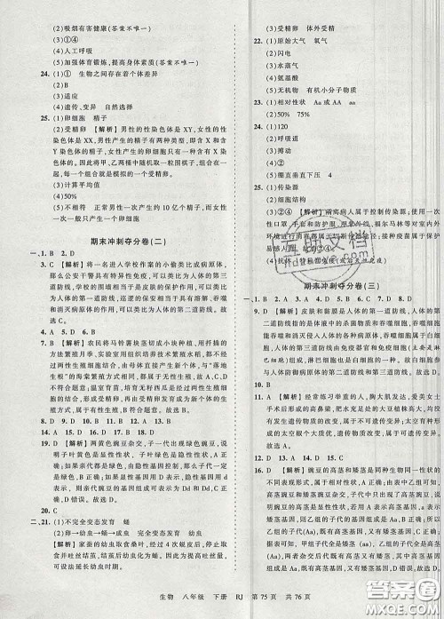 2020新版王朝霞考点梳理时习卷八年级生物下册人教版答案 2020新版王朝霞考点梳理时习卷八年级生物下册人教版答案